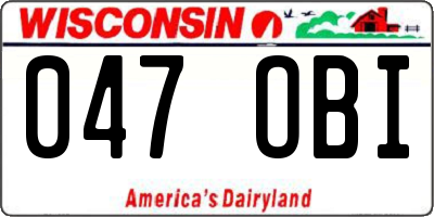 WI license plate 047OBI