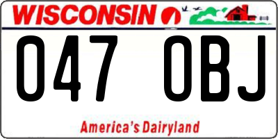 WI license plate 047OBJ