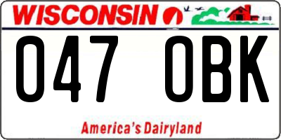 WI license plate 047OBK
