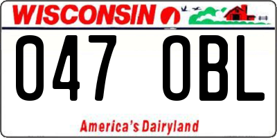 WI license plate 047OBL