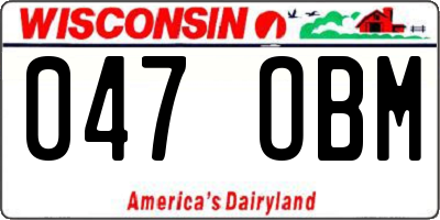 WI license plate 047OBM