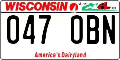 WI license plate 047OBN