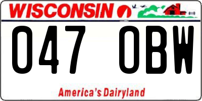 WI license plate 047OBW