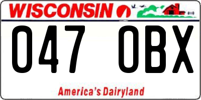 WI license plate 047OBX