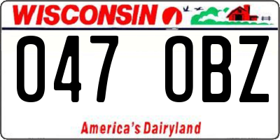 WI license plate 047OBZ