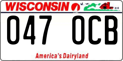 WI license plate 047OCB