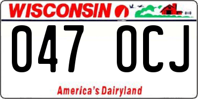 WI license plate 047OCJ