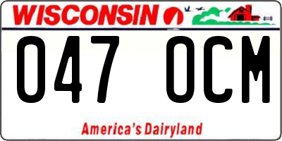 WI license plate 047OCM