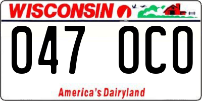 WI license plate 047OCO