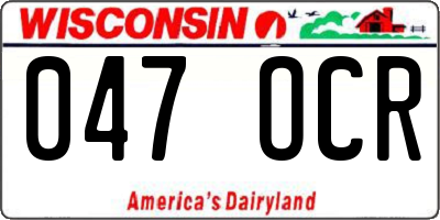 WI license plate 047OCR
