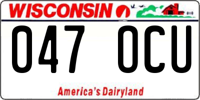 WI license plate 047OCU