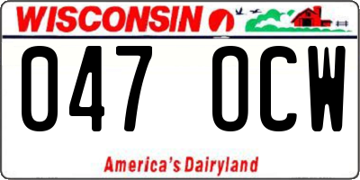 WI license plate 047OCW