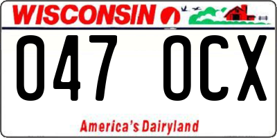 WI license plate 047OCX