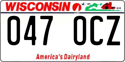 WI license plate 047OCZ