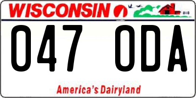 WI license plate 047ODA