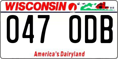 WI license plate 047ODB
