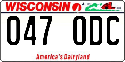 WI license plate 047ODC