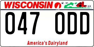 WI license plate 047ODD