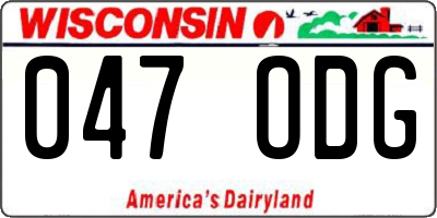 WI license plate 047ODG