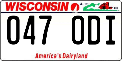WI license plate 047ODI