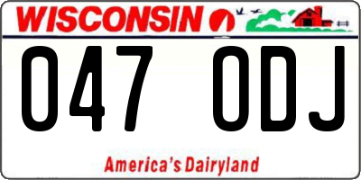 WI license plate 047ODJ