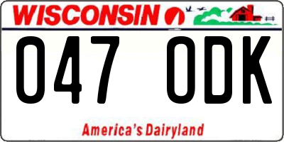 WI license plate 047ODK