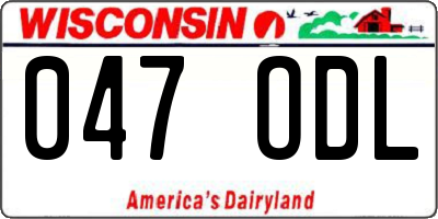 WI license plate 047ODL