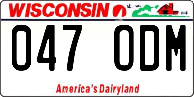 WI license plate 047ODM