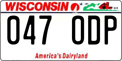 WI license plate 047ODP
