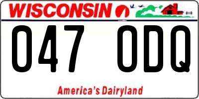 WI license plate 047ODQ