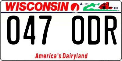WI license plate 047ODR