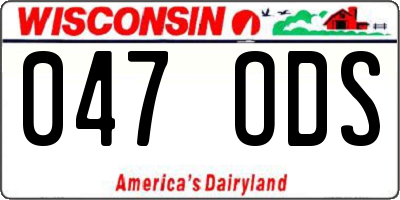 WI license plate 047ODS