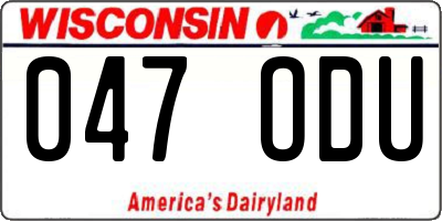 WI license plate 047ODU