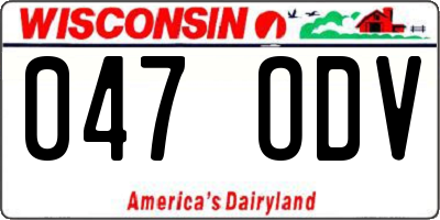 WI license plate 047ODV