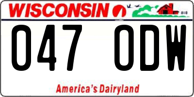 WI license plate 047ODW