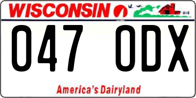WI license plate 047ODX