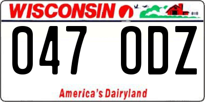 WI license plate 047ODZ