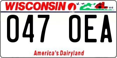 WI license plate 047OEA