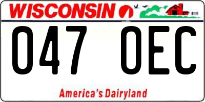 WI license plate 047OEC
