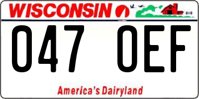 WI license plate 047OEF
