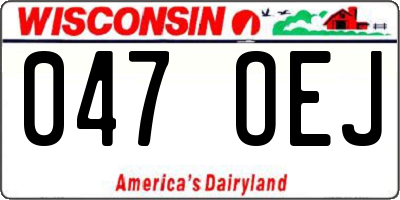 WI license plate 047OEJ