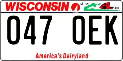 WI license plate 047OEK