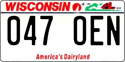 WI license plate 047OEN