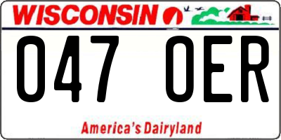 WI license plate 047OER