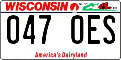 WI license plate 047OES
