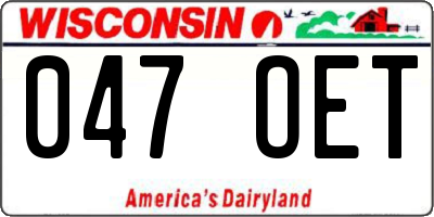 WI license plate 047OET