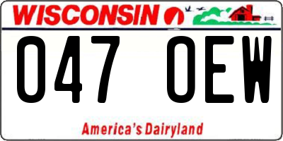 WI license plate 047OEW