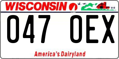 WI license plate 047OEX