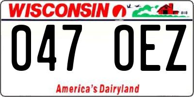 WI license plate 047OEZ