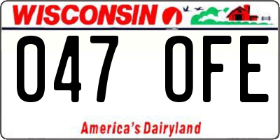 WI license plate 047OFE